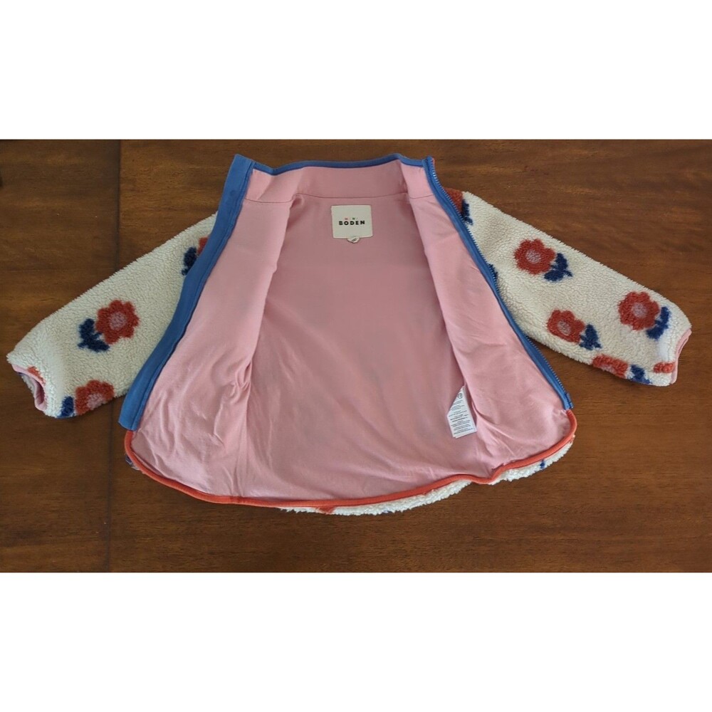 MINI BODEN Kids' Girls Zip Through Printed Fleece Oatmeal Flower Girls 4/5 GUC - Picture 7 of 11
